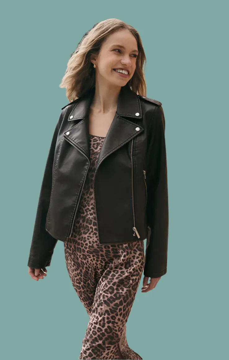 Spread Thermal Insulation Alchemy Moto Faux Leather Jacket