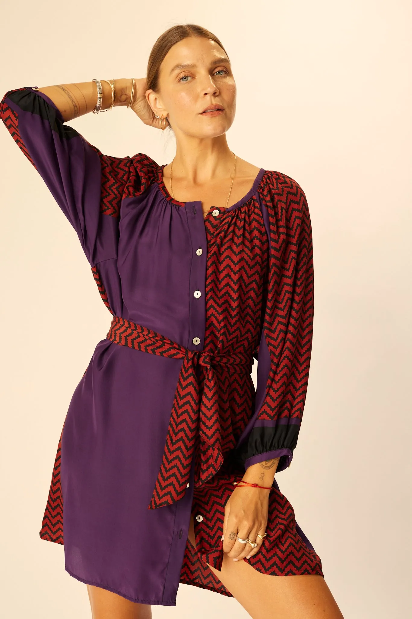 ALEX SHORT DRESS WITH SASH Airy Layer