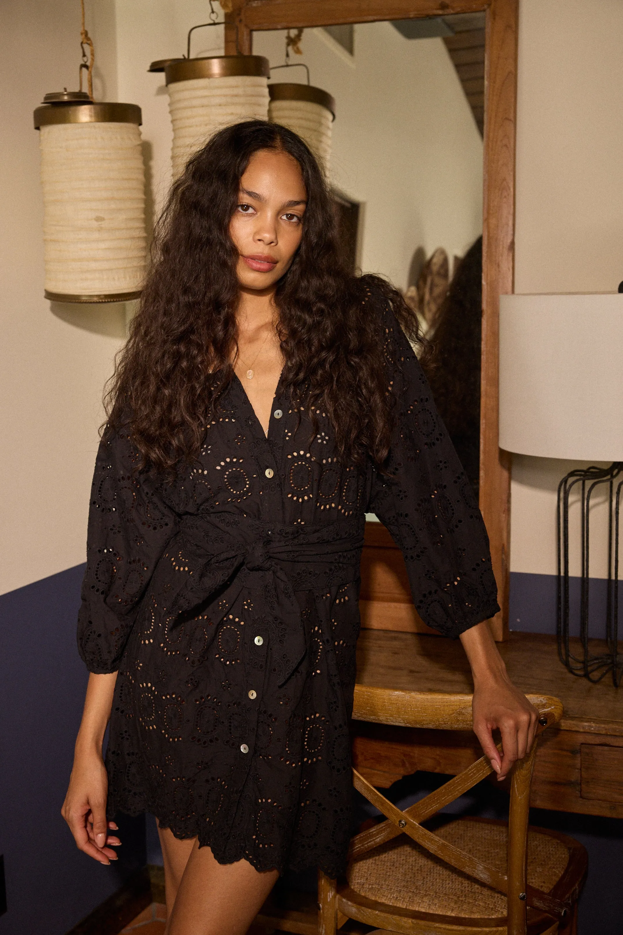 ALEX SHORT DRESS WITH SASH WideNeckline