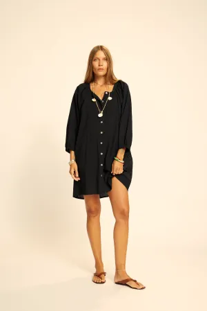 button detail ALEX SHORT DRESS WITH SASH