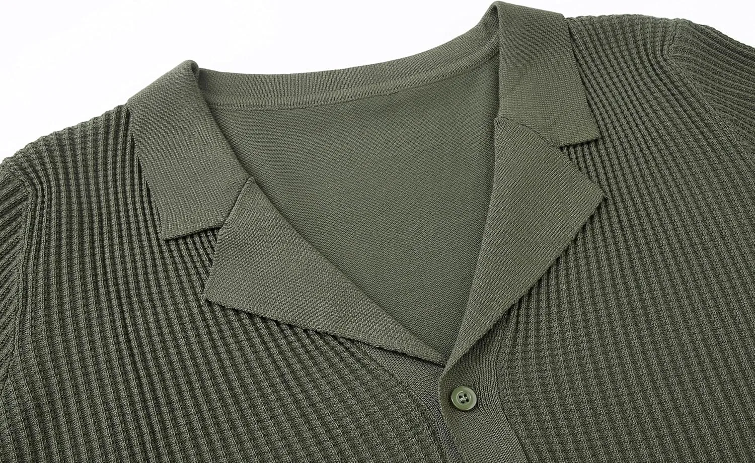 Alex Vando Mens Knitted Dress Shirts Camp Collar Jacquard Short Sleeve Shirt for Men