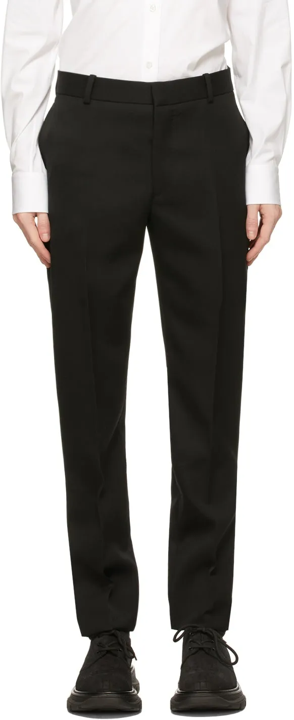 Alexander McQueen Black Wool Cigarette Trousers