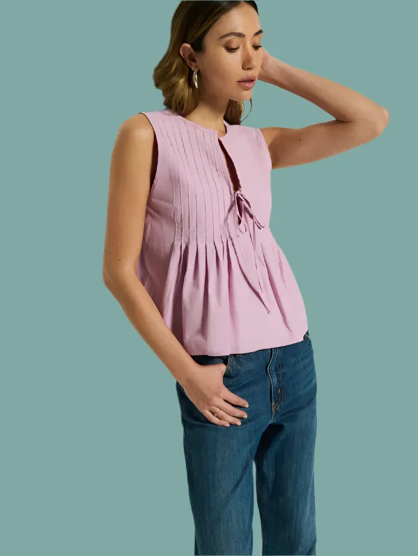 Slim Fit Cut Ali Tie Front Top