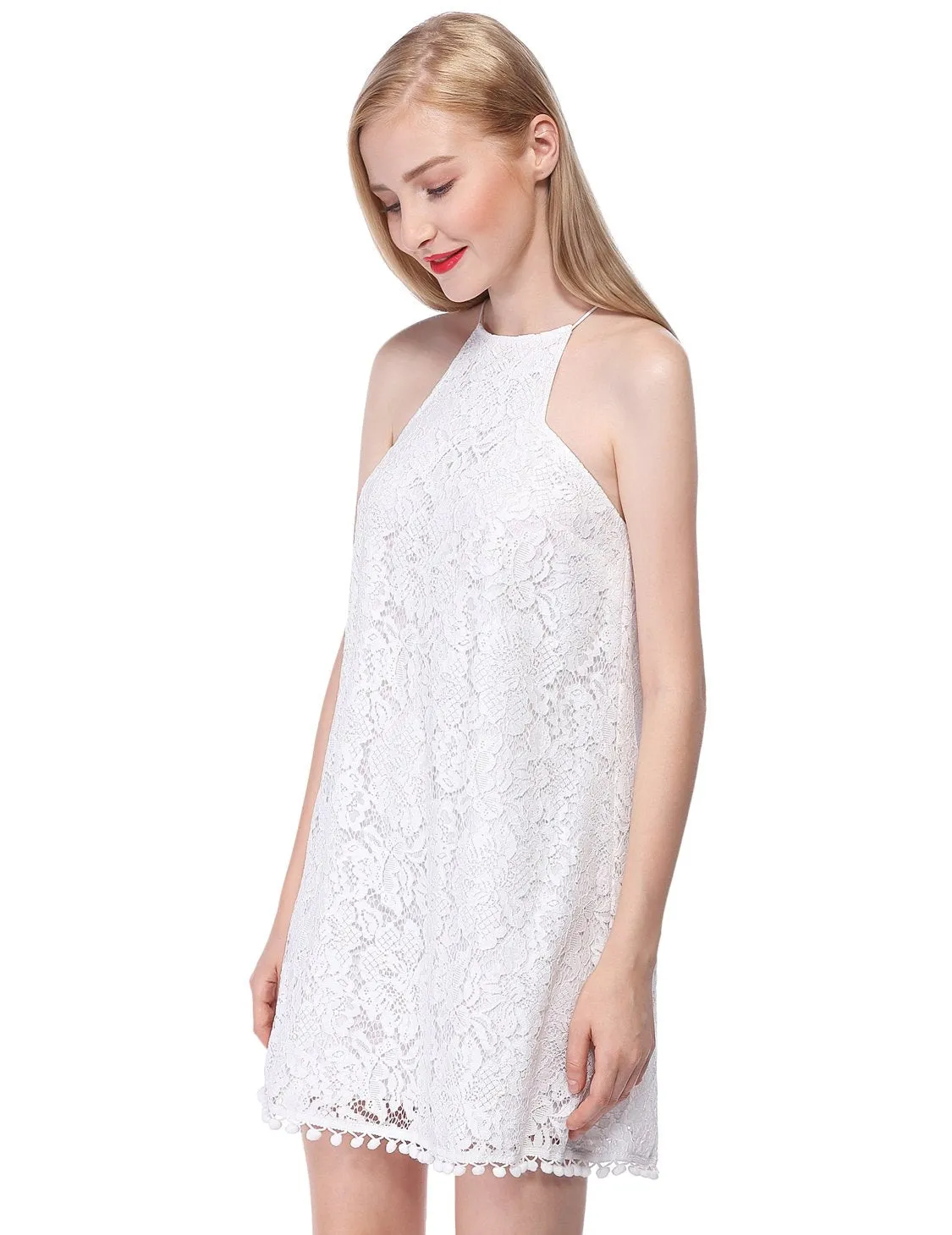 Alisapan Women'S Short Sleeveless Lace Casual Dress AS05688