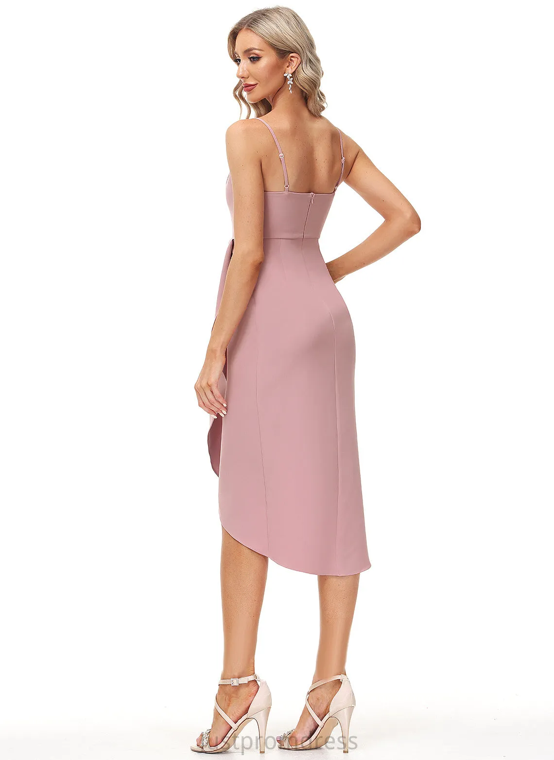 Alissa Front V-Neck Crepe Sleeveless Dresses Sheath Split Midi Club Dresses Stretch
