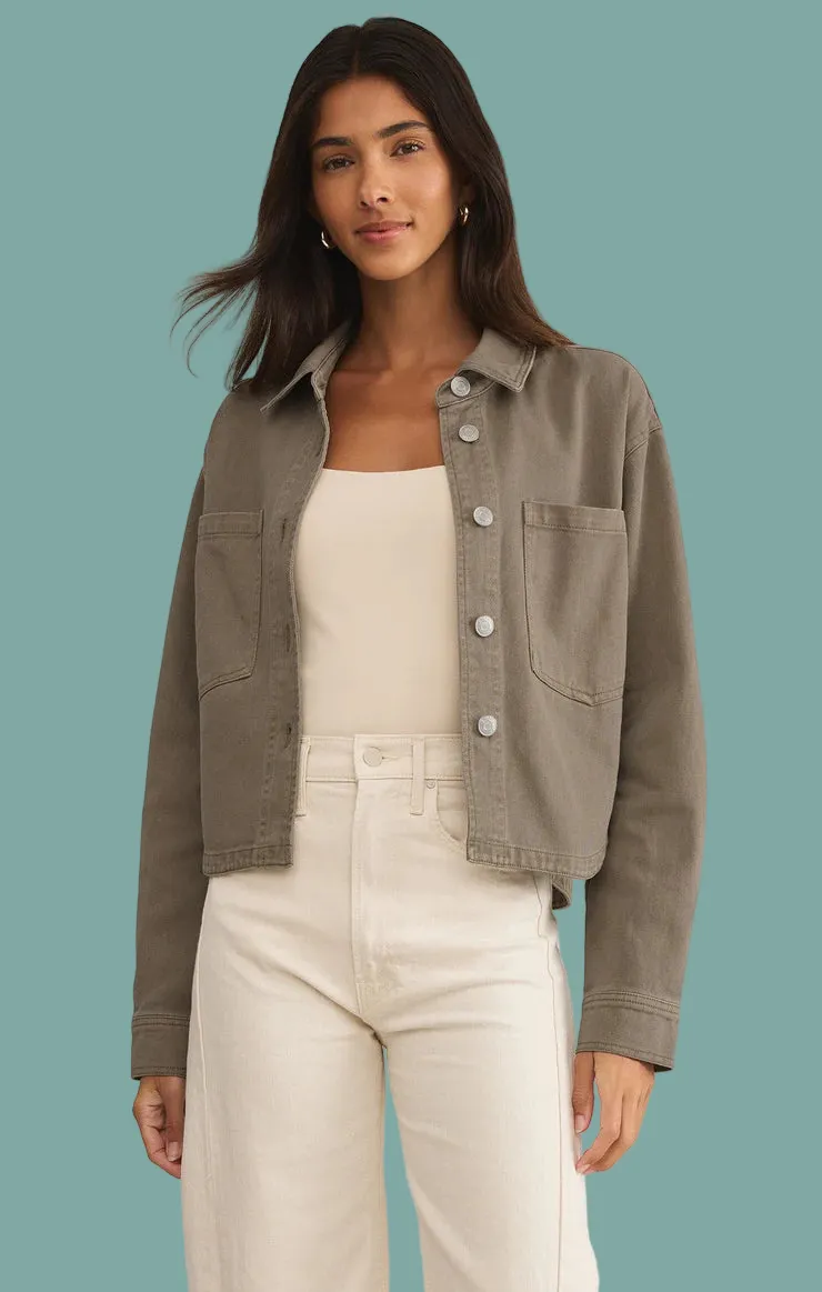 All Day Cropped Denim Jacket WaterRepellent Coating FrictionReducing