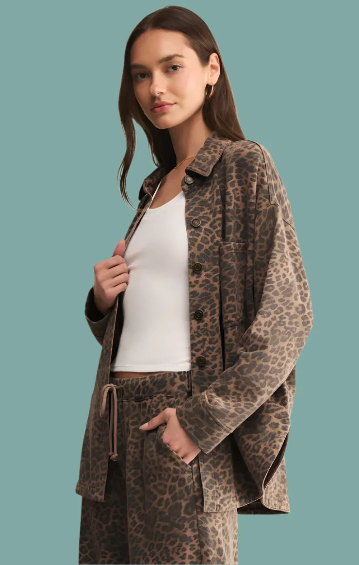 FrictionFreeNeckline All Day Knit Leopard Jacket