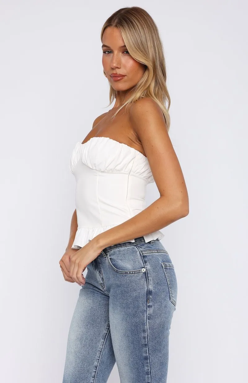 ZeroWasteProduction summer look All For You Strapless Top Off White