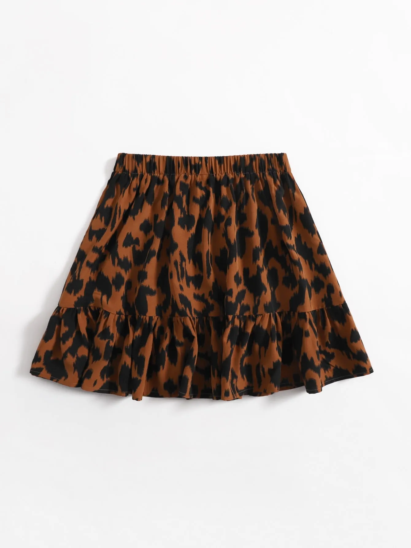 All Over Print Ruffle Hem Short Plus Size Skirt