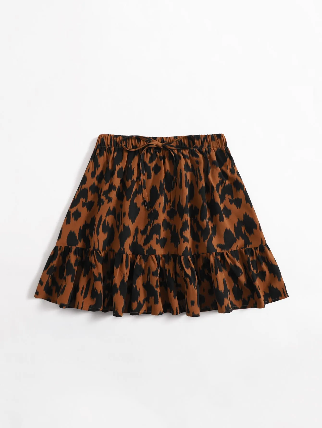 All Over Print Ruffle Hem Short Plus Size Skirt