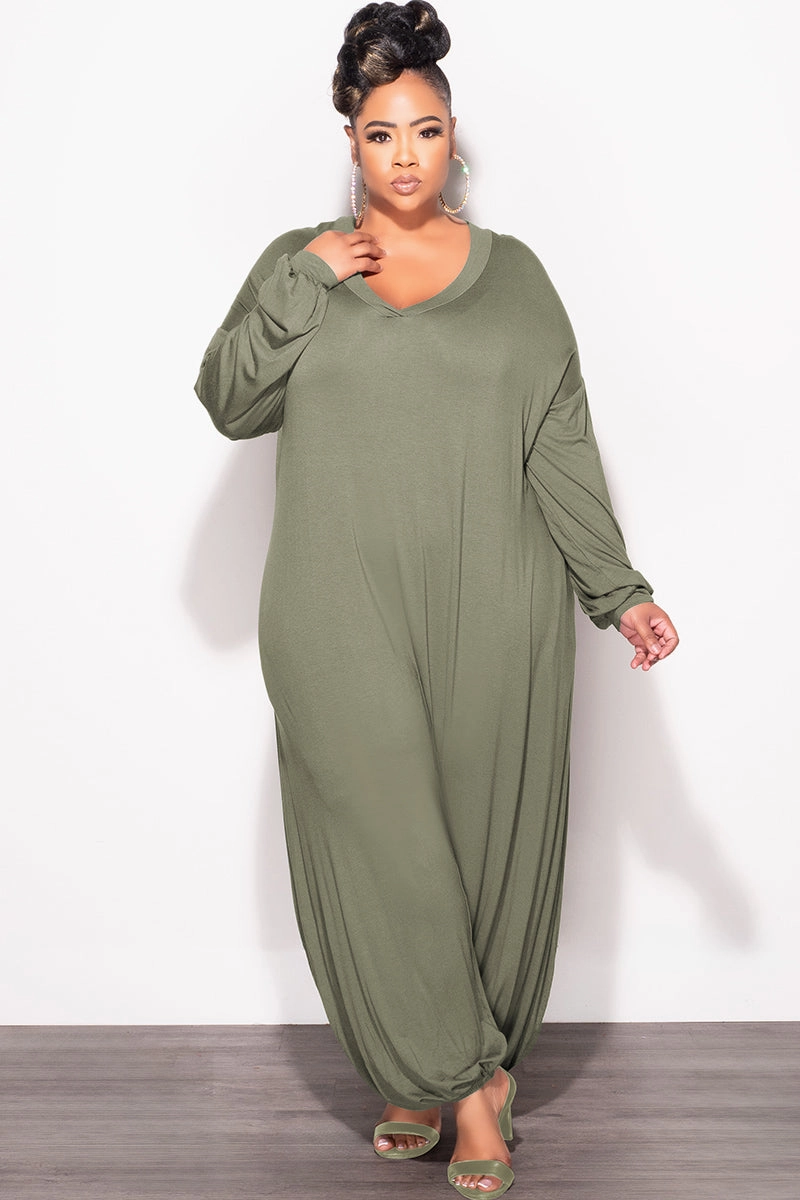 Weekend Ready Final Sale Plus Size Loose Fit Jumpsuit in Green