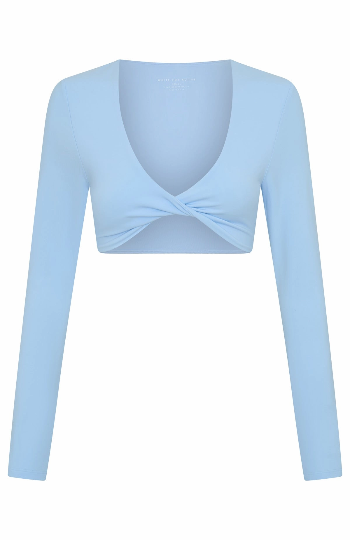Over The Line Long Sleeve Crop Baby Blue Lightweight Fabric Reinforced Hemline
