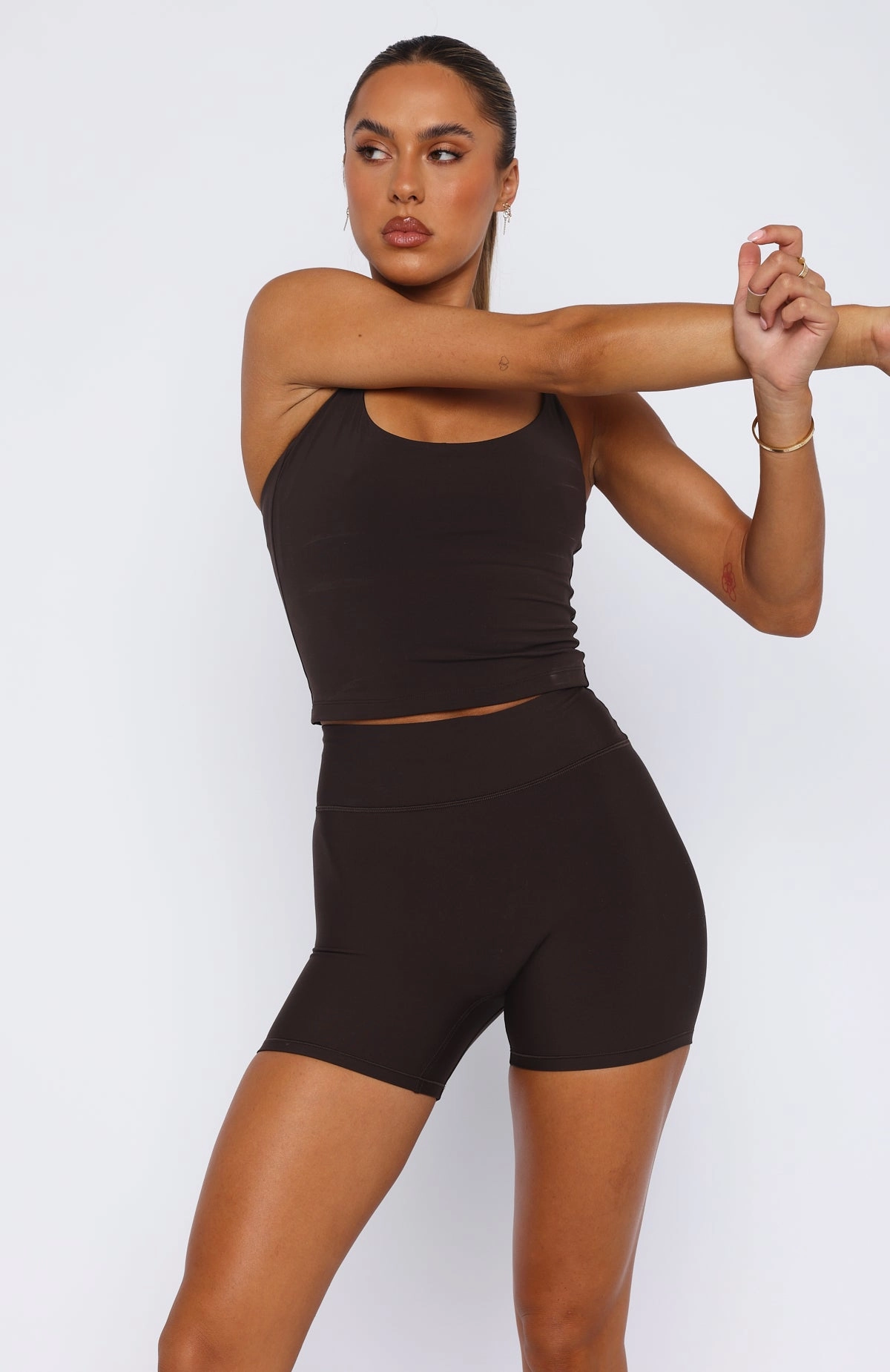 Pull Through Crop Espresso Classic Polo Subtle Texture Weave