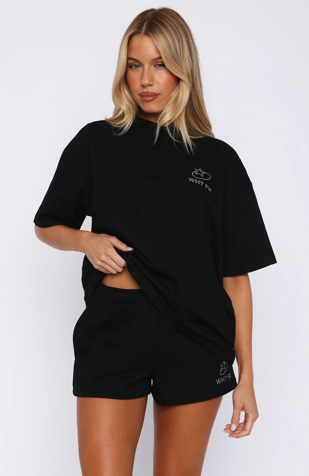 Always Shining Lounge Shorts Black Hooded Neckline Option Unstructured Fit