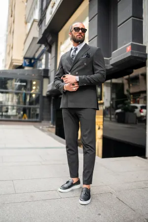 Amar Double Breasted Black Suit