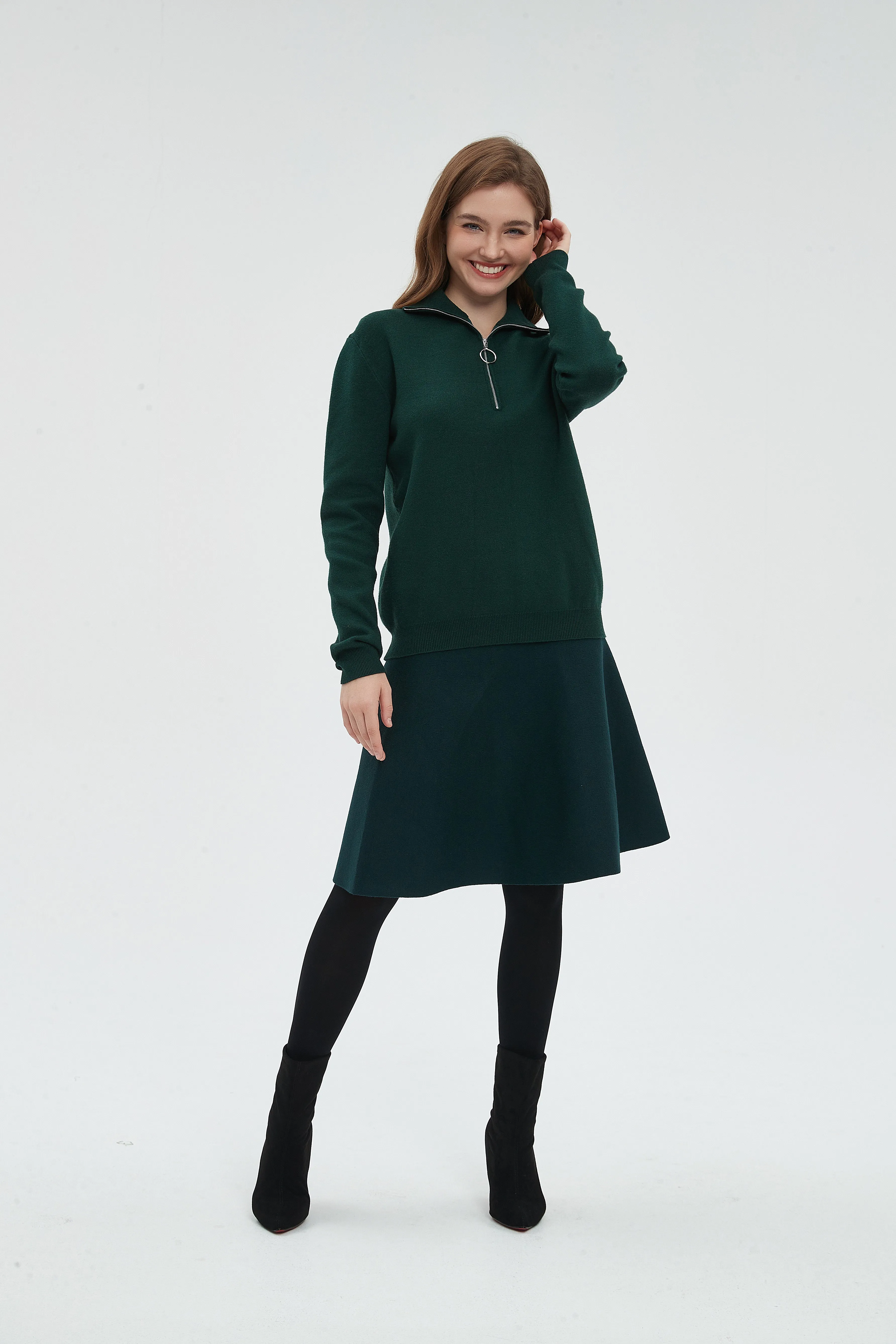 A Line Cut AMAZING  MM SKIRT - HUNTER GREEN