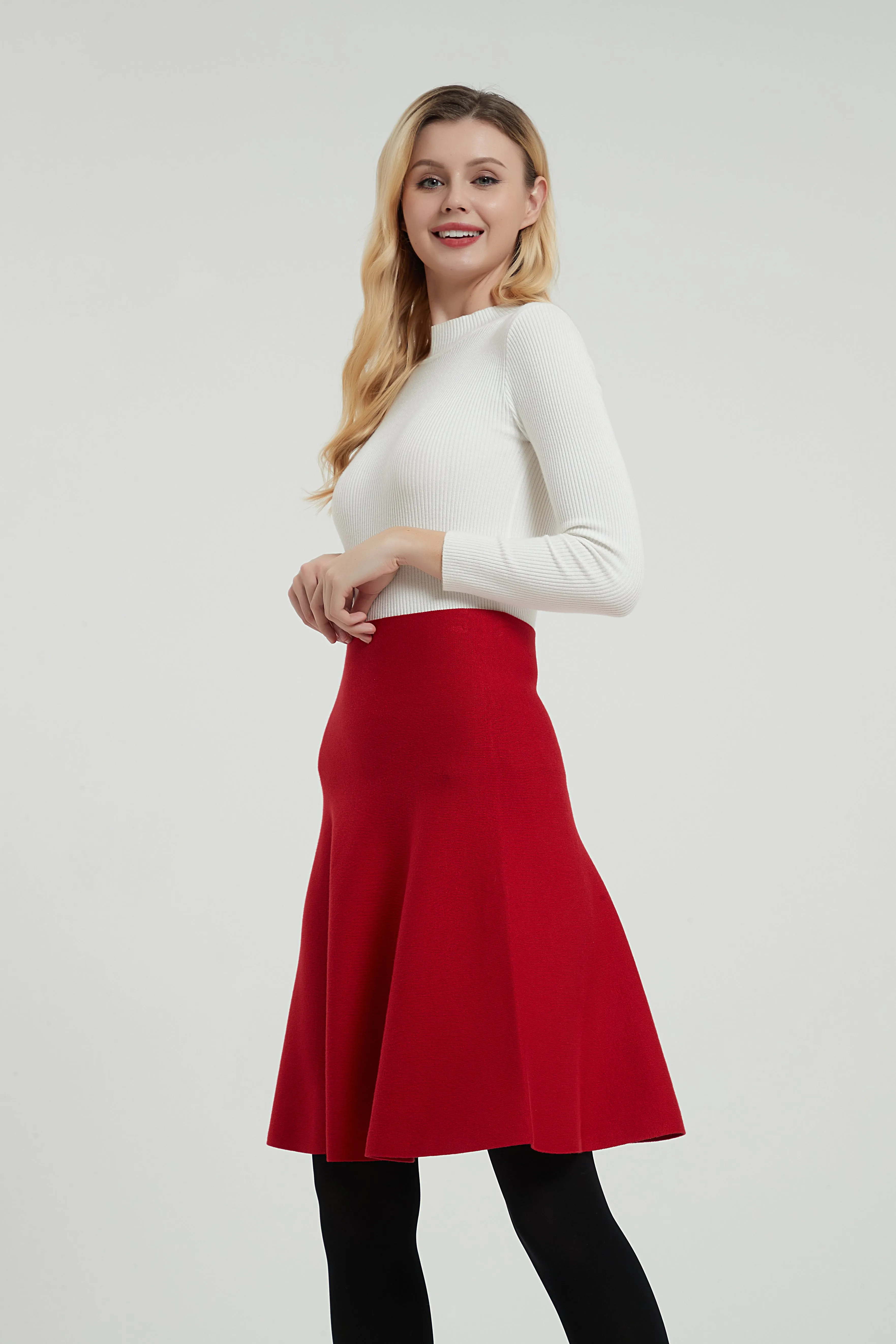 AMAZING  MM SKIRT - YEAR ROUND RED Hand Stitched Frayed Finish