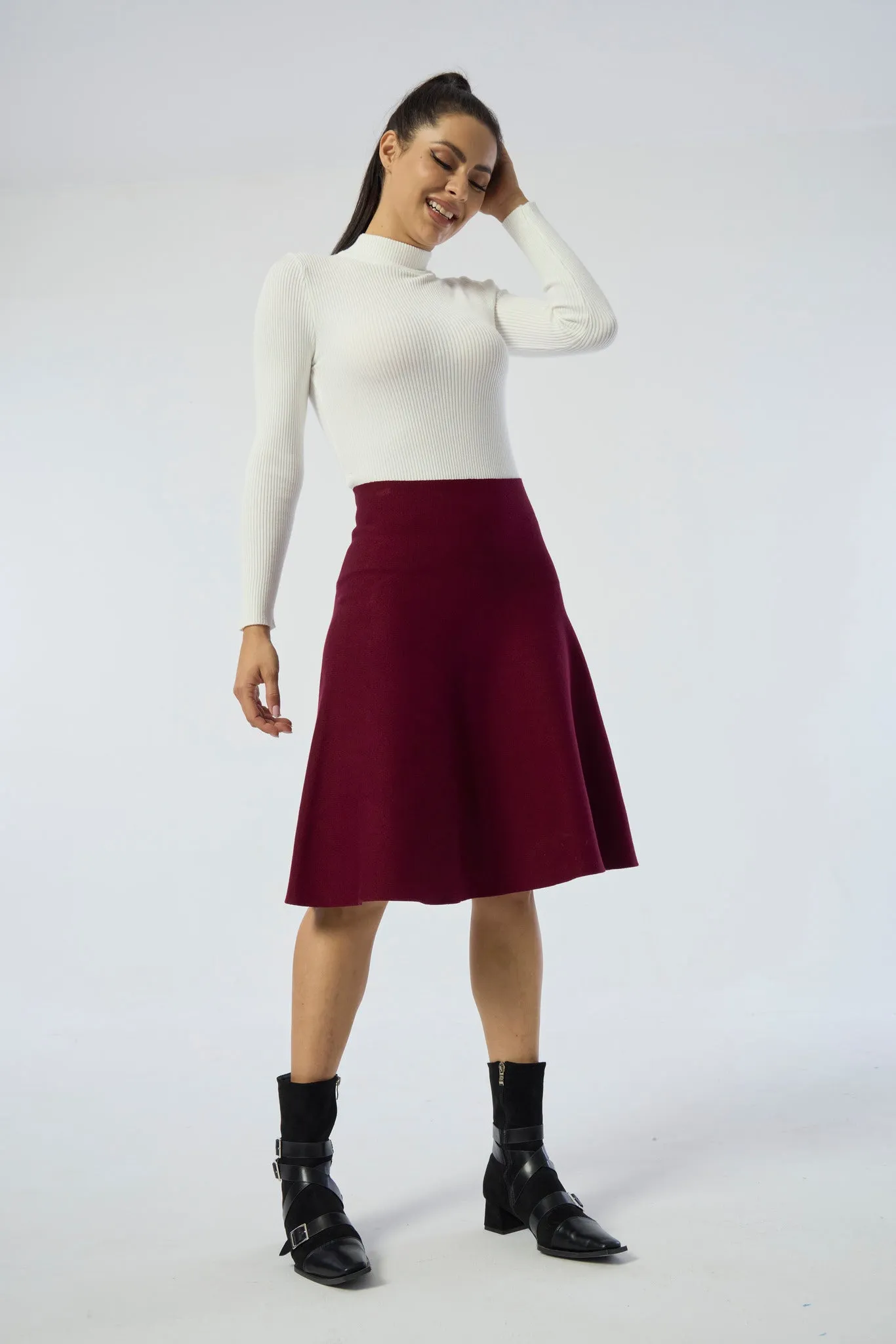 Anti Static Lining flared silhouette AMAZING MM SKIRT YR RND DARK MAROON