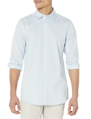Amazon Essentials Men's Slim-Fit Long-Sleeve Stretch Dress Shirt, White Pinstripe, XX-Large