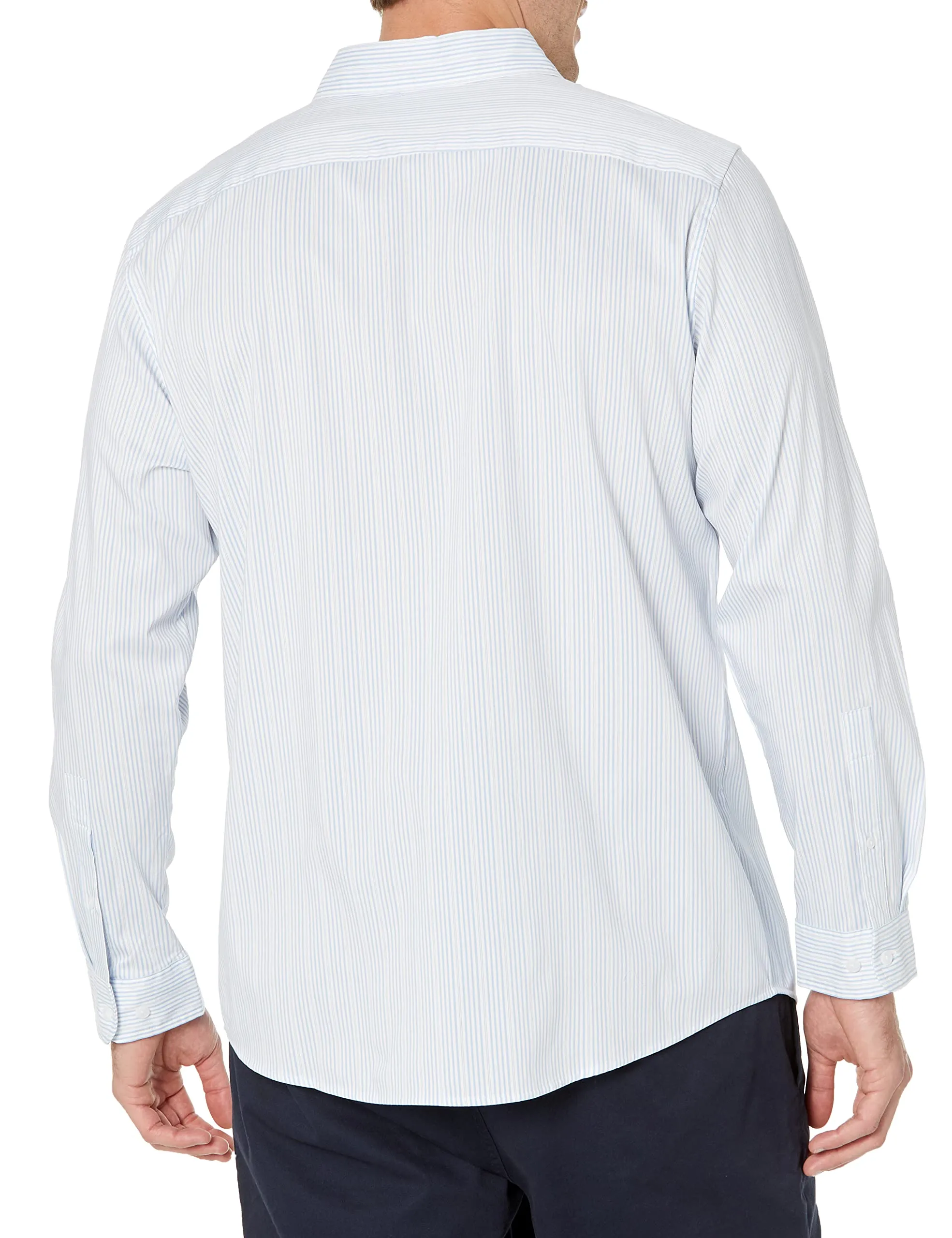 Amazon Essentials Men's Slim-Fit Long-Sleeve Stretch Dress Shirt, White Pinstripe, XX-Large