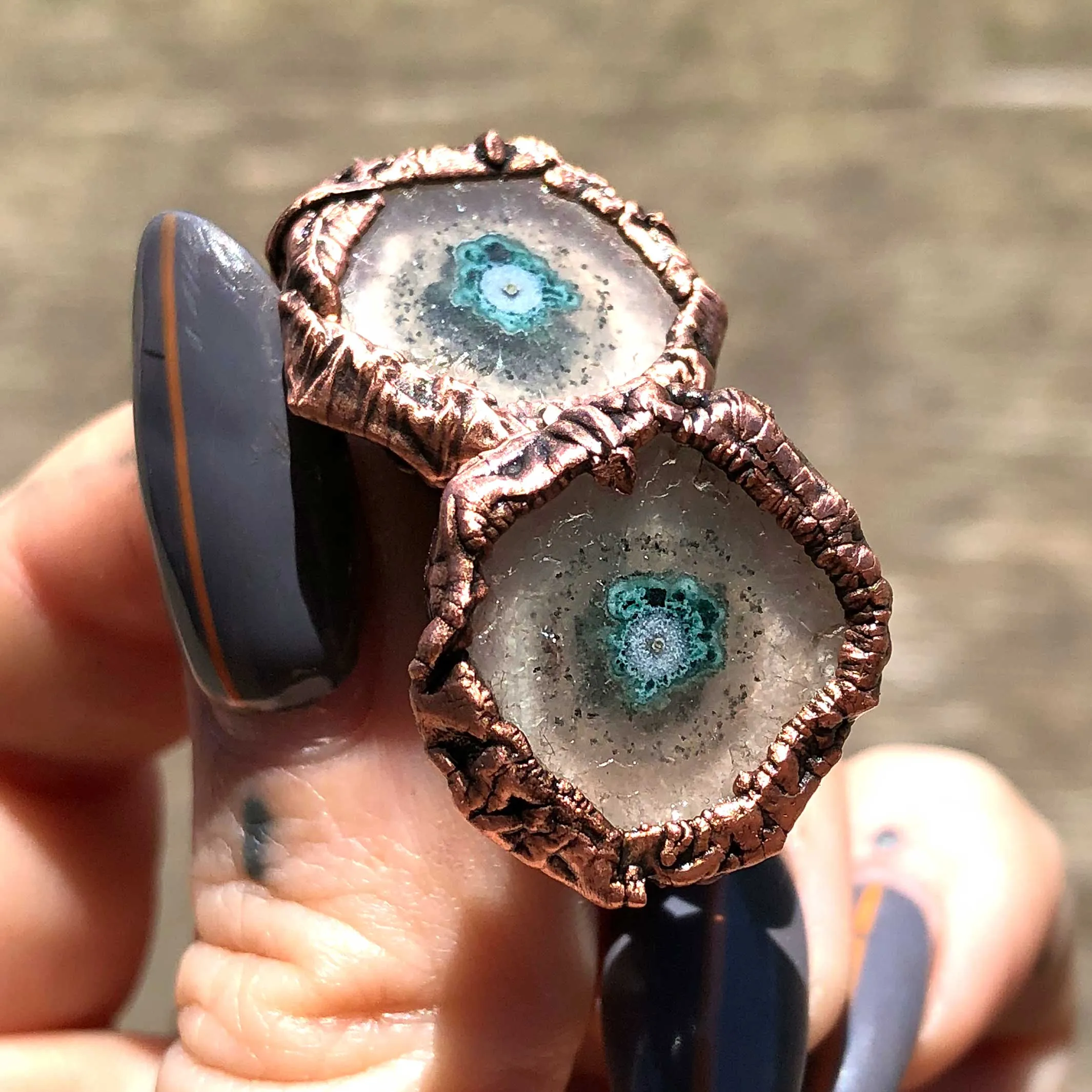 Amethyst Stalactite Slice Cufflinks, electroformed crystal cuff links