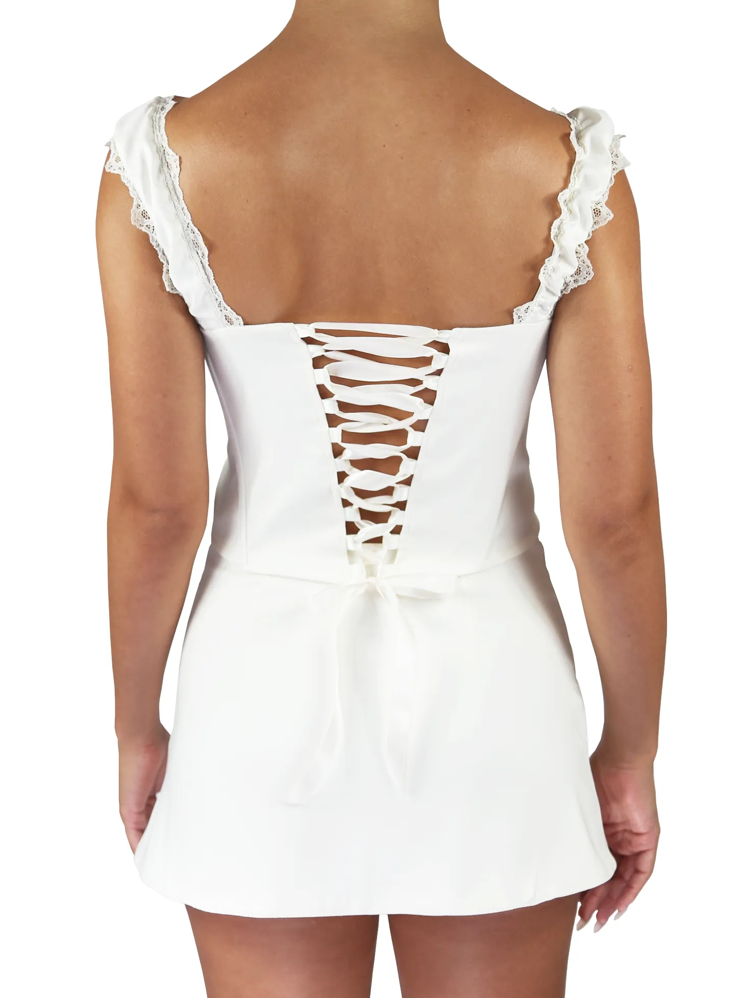 Anti Pilling Treatment Sun Protection Fabric Amour Lace Up Corset | Ivory