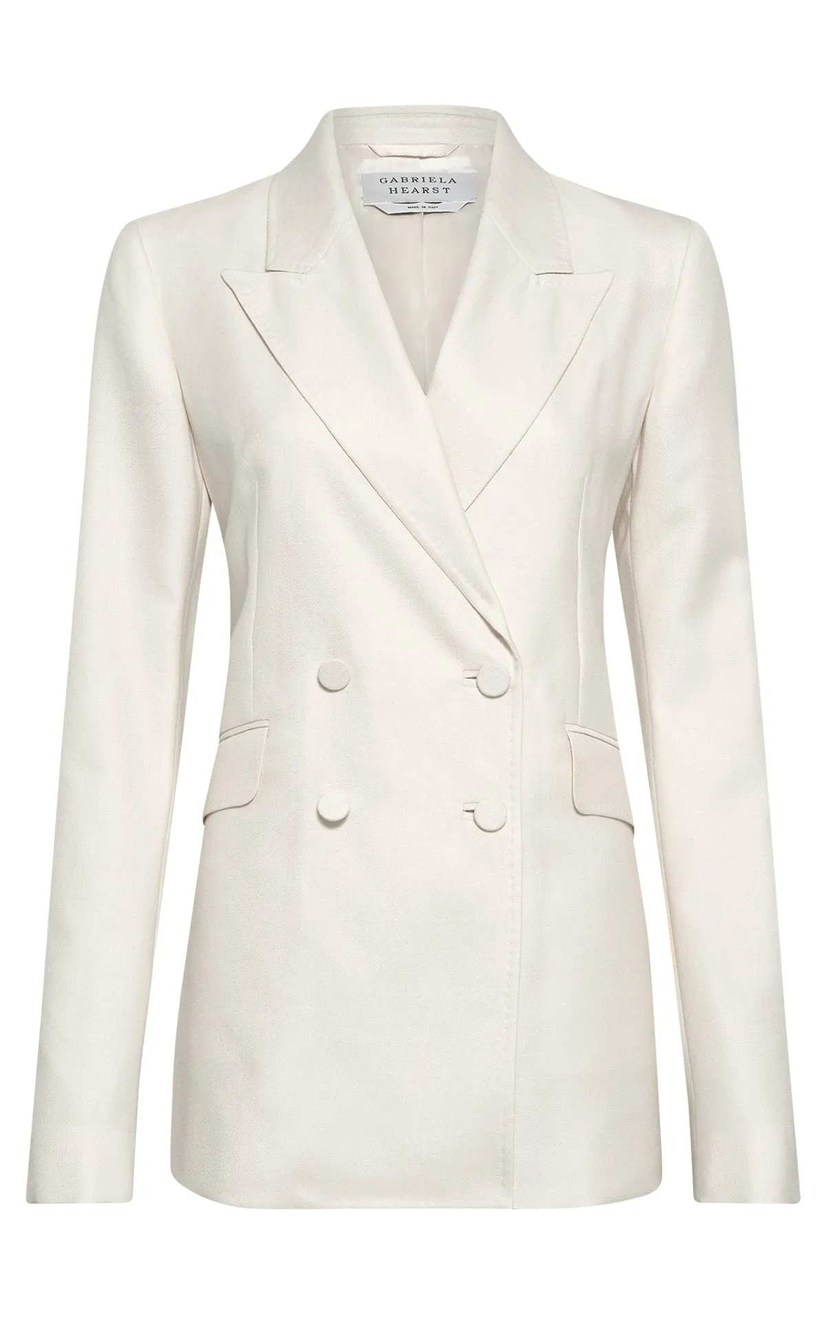 Angela Blazer in Ivory Virgin Wool Silk Linen