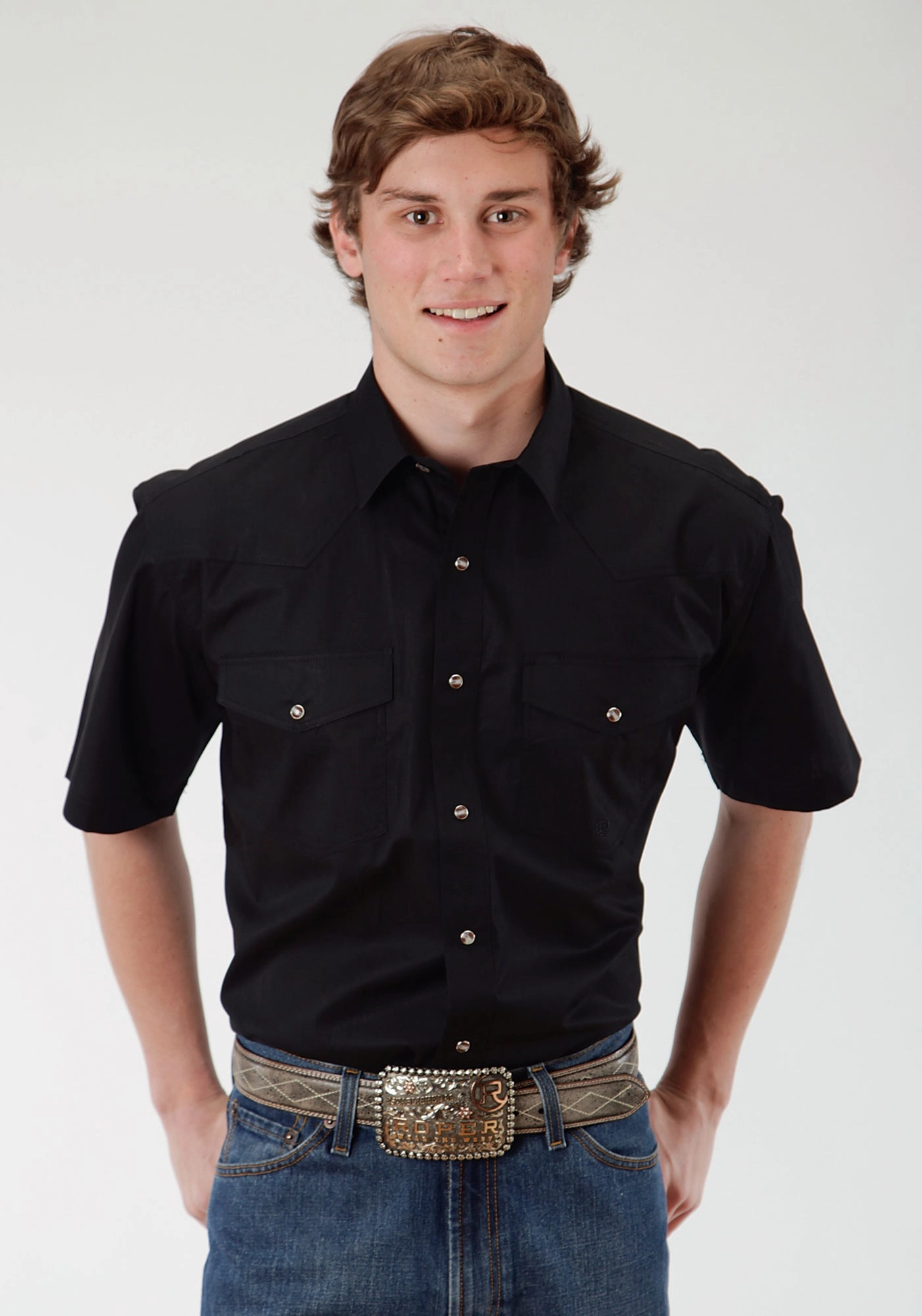 Roper Mens Black 100% Cotton S/S Shirt Versatile Outfit