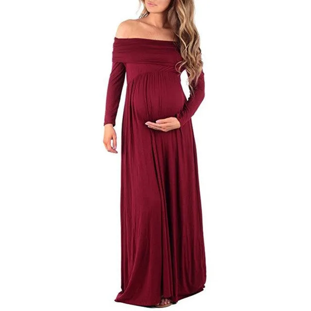 Ankle-Length Off Shoulders Sexy Maternity Dress