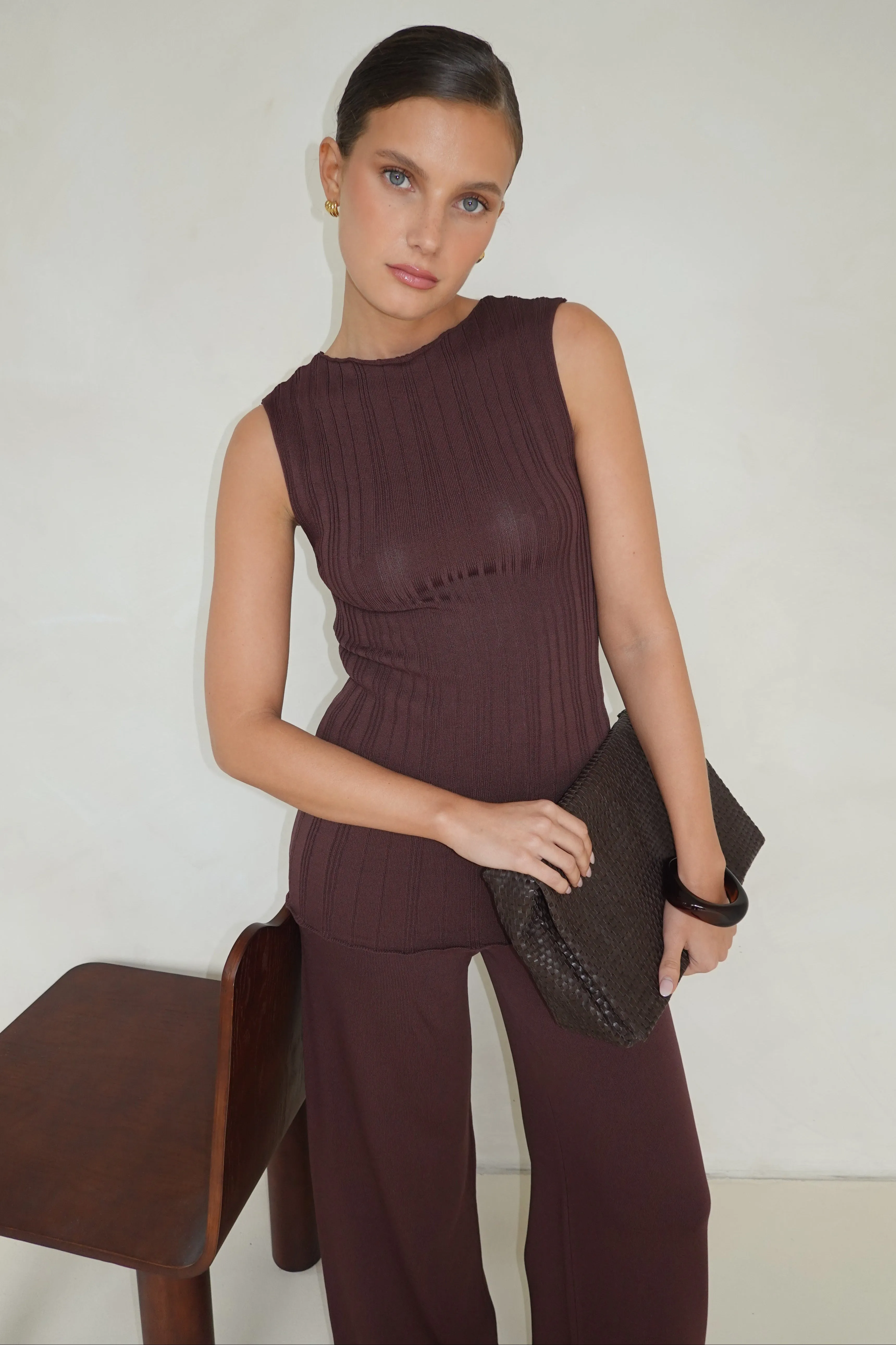 Anna Knit Top (Chocolate) Raglan Sleeve