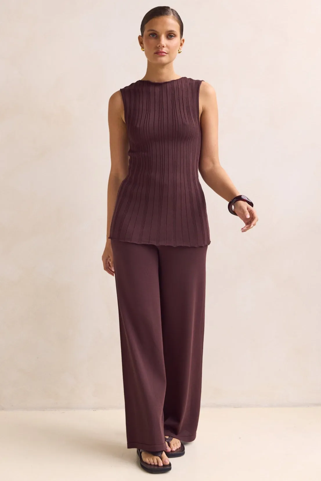 Breathable Lining Anna Knit Top (Chocolate)