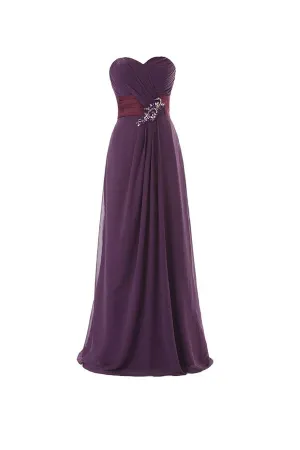 Anneprom A-Line Sweetheart Floor-Length Bridesmaid/Prom Dress With Ruffles APB0055