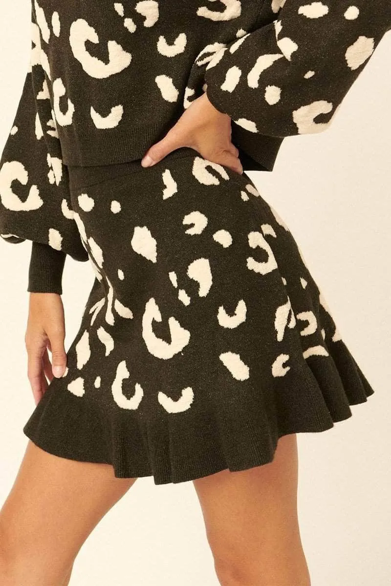 Anne's Leopard-print Knit Mini Skirt