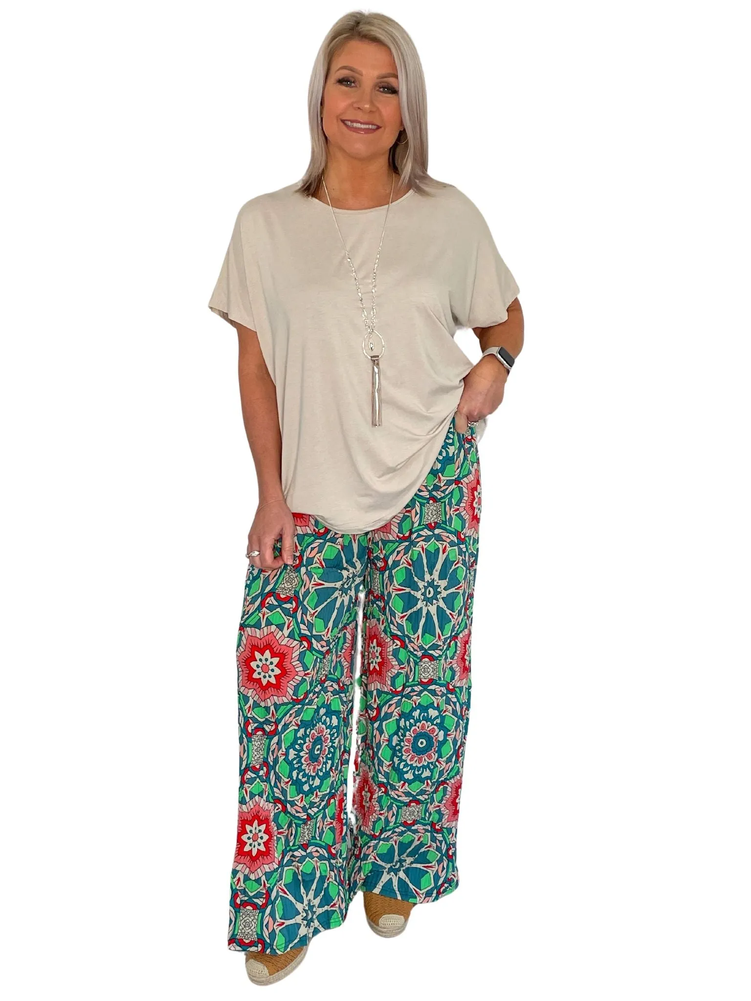 Anthea Aztec Print Floaty Trousers