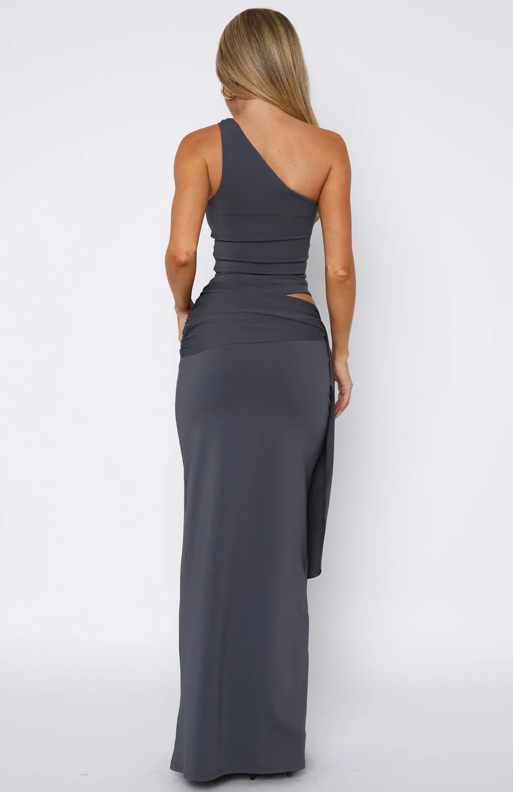 Smooth Zipper Integration Feel It Now Maxi Dress Charcoal