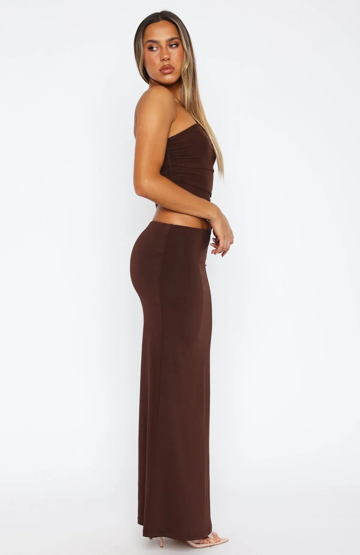 Curved Hemline casual top Give Me The Chance Maxi Dress Chocolate