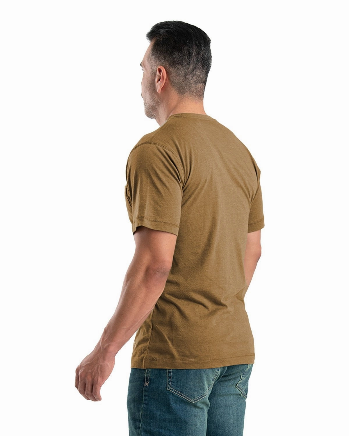 Berne Apparel Mens Performance Pocket Tee Brown Cotton Blend L/S T-Shirt Roomy Design