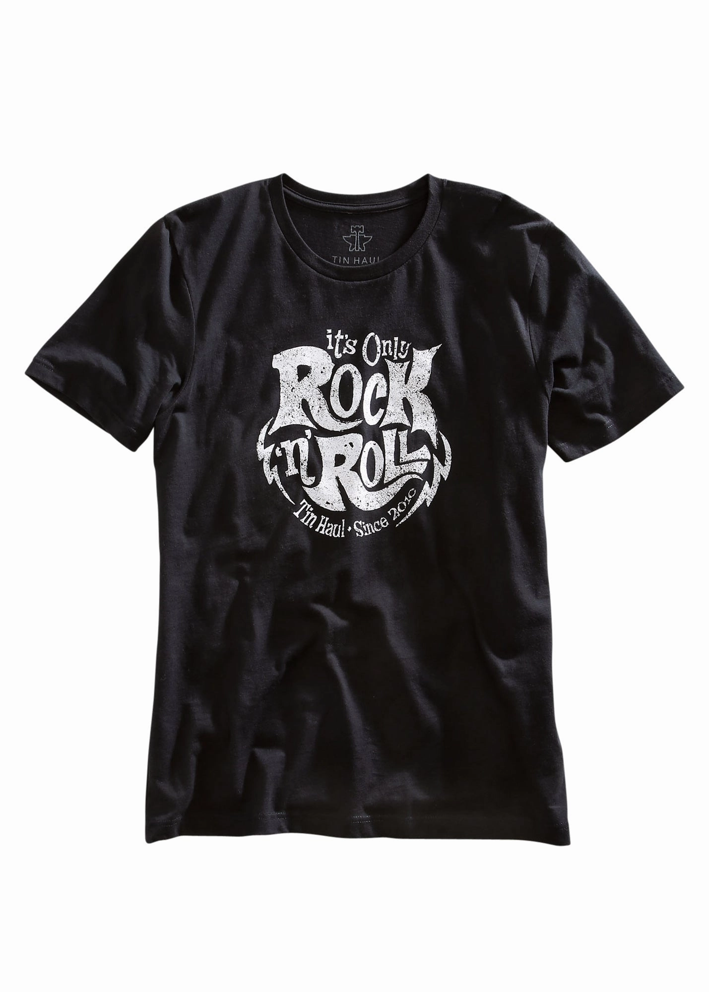 Eco Friendly Dye Subtle design Tin Haul Unisex Black 100% Cotton Its Only Rock n Roll S/S T-Shirt
