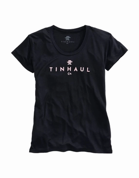 Tin Haul Womens Black Poly/Rayon Anvil and Hammer S/S T-Shirt Inner Layer Flexible Shoulder Construction