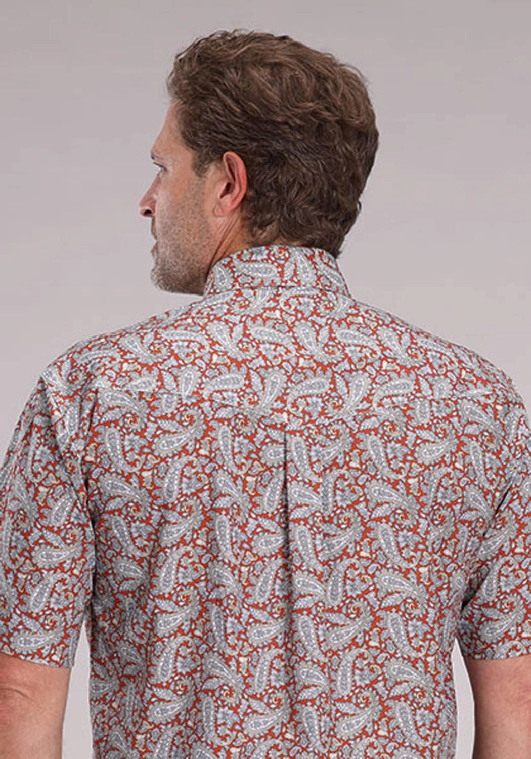 Exclusive Collection Roper Mens 2499 Paisley Clay 100% Cotton Button S/S Shirt