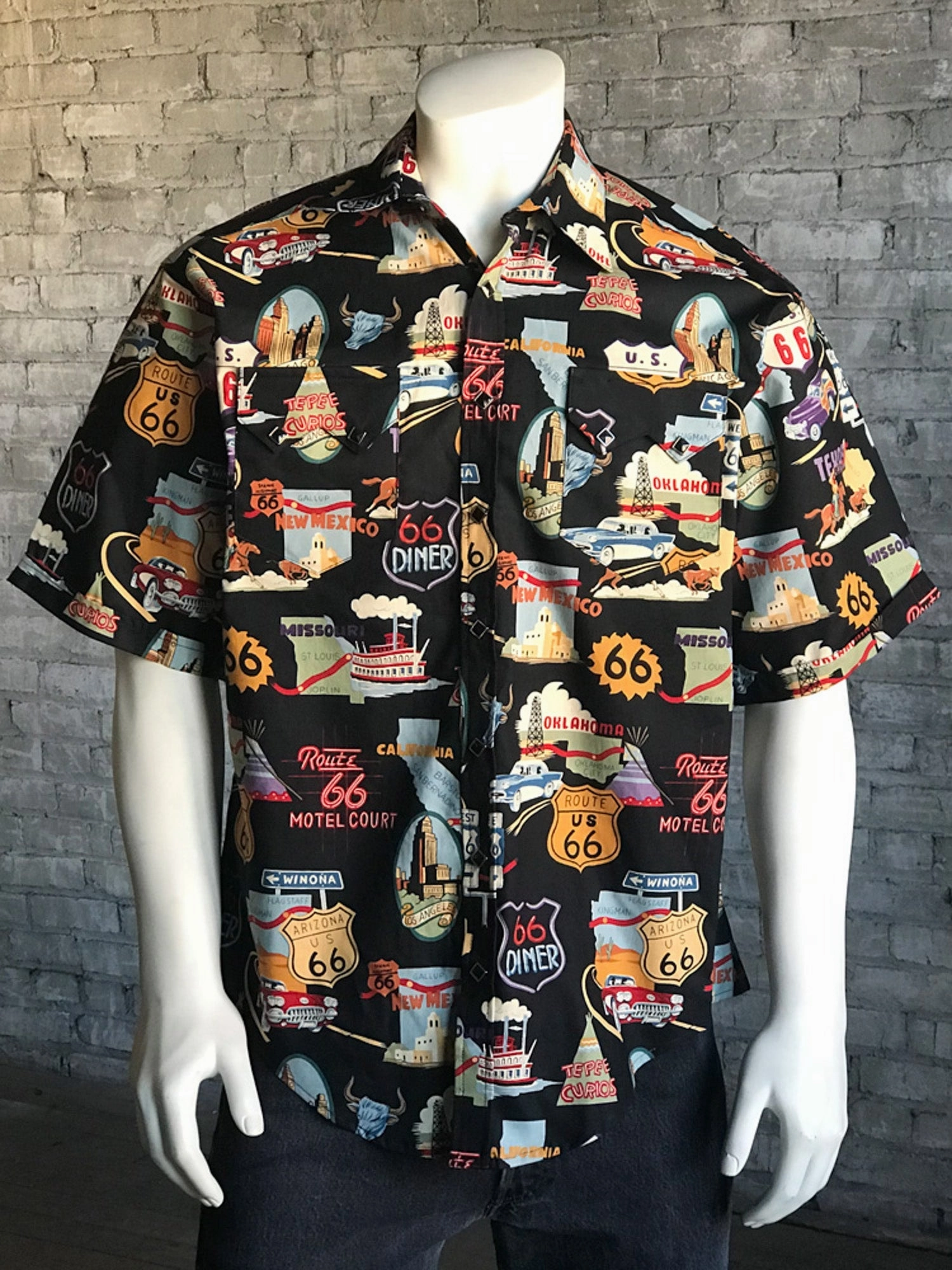 Quick Release Cuffs Anti Odor Treatment Rockmount Mens Black 100% Cotton Route 66 Western S/S Shirt