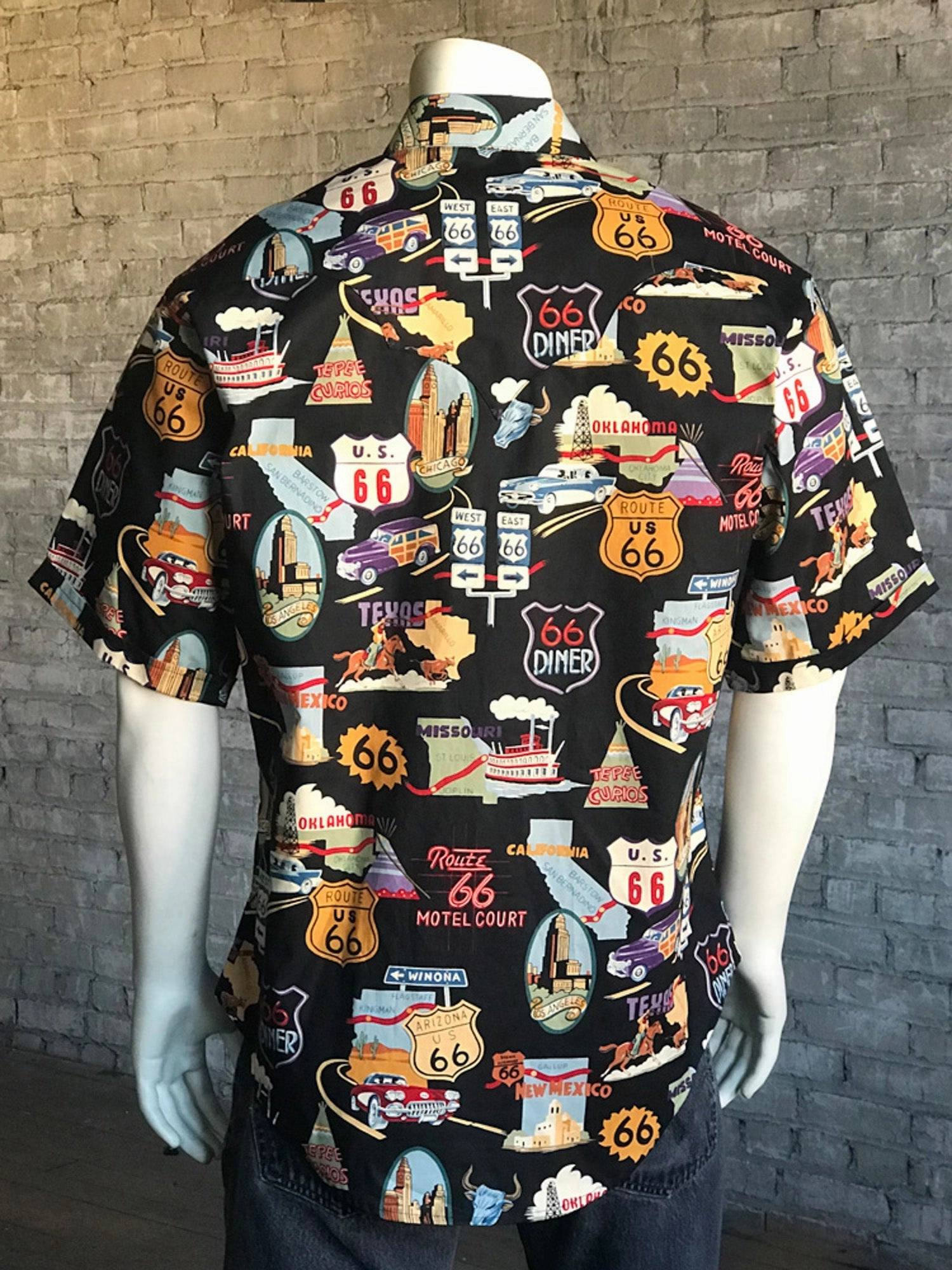 Timeless Design Comfortable Layer Rockmount Mens Black 100% Cotton Route 66 Western S/S Shirt