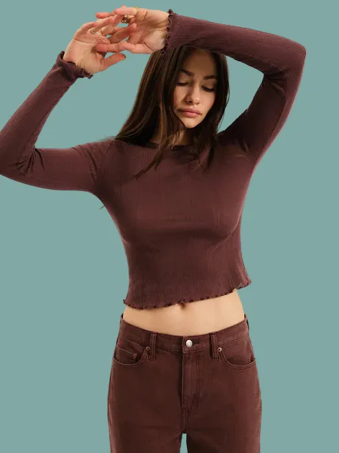 Waverly Pointelle Crewneck RibbedCollar