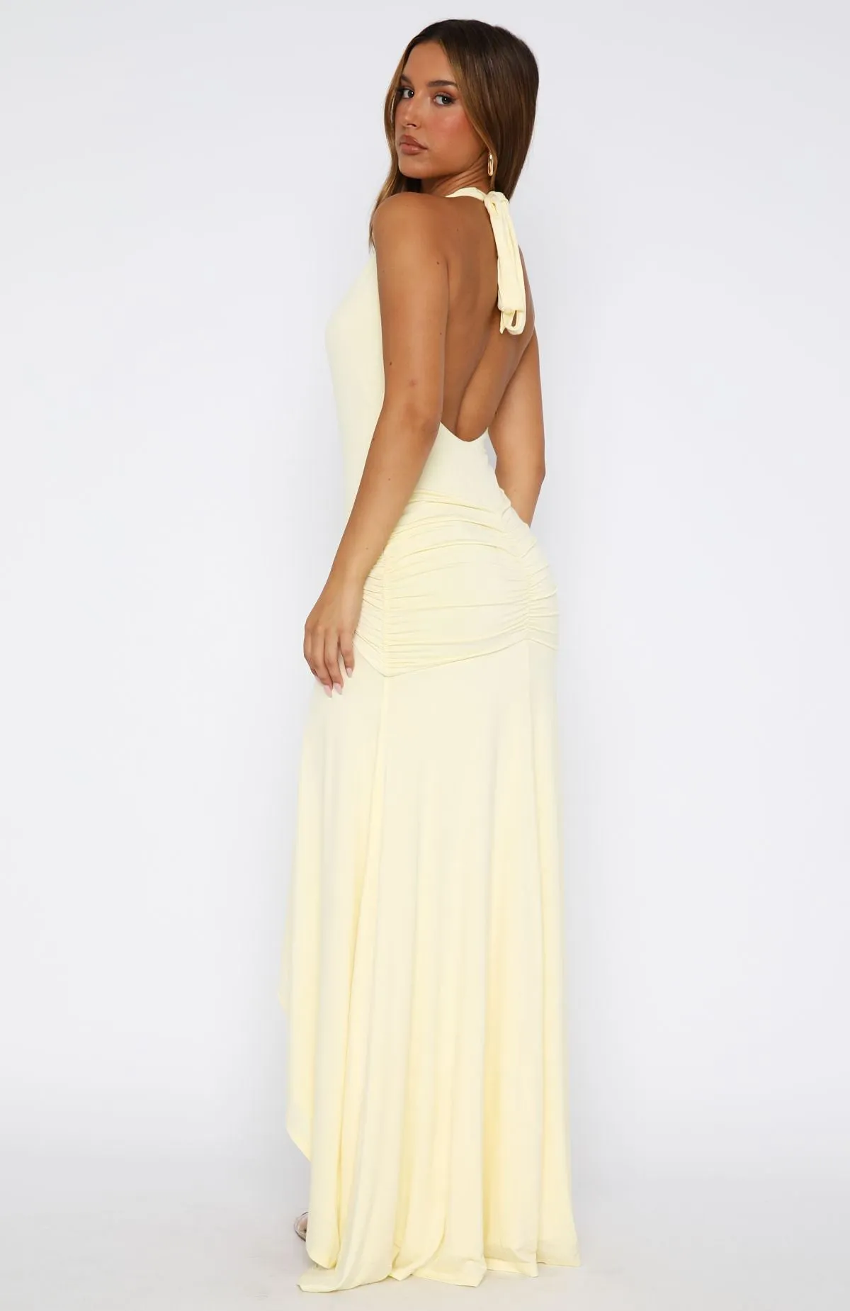 Grande Dame Maxi Dress Lemon DoubleLayeredFabric