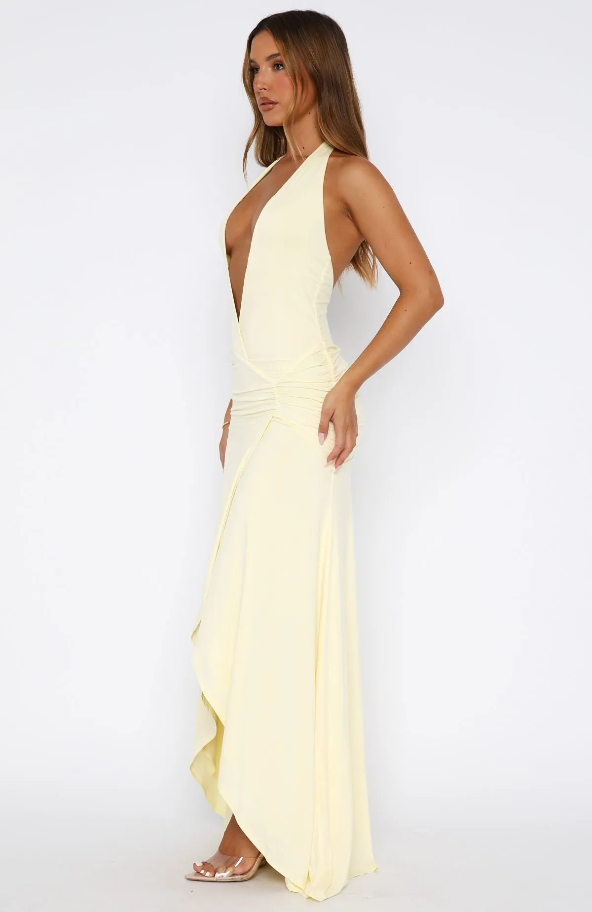 ZipClosure Grande Dame Maxi Dress Lemon