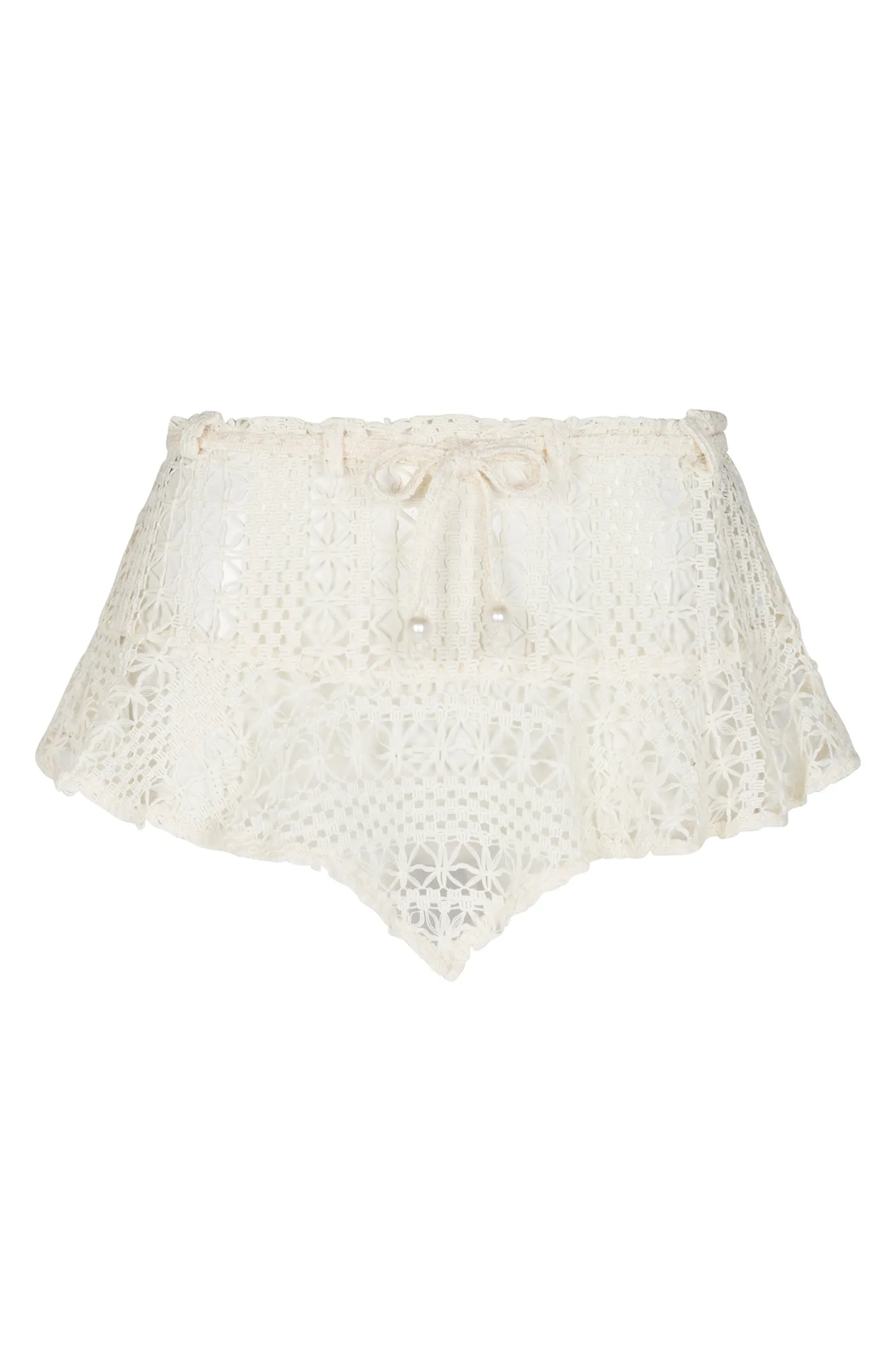 Chica Mini Skirt | Beige Crochet Minimal Bulk Flexible Material