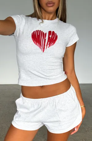 Love Burst Baby Tee Grey Marle GarmentWashed Softness