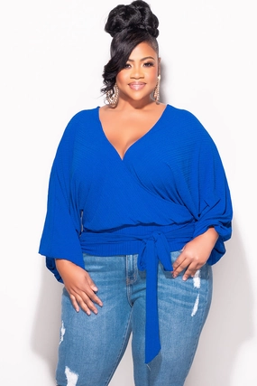 Utility Style Moisture Lock Technology Final Sale Plus Size Reversible Top in Royal Blue