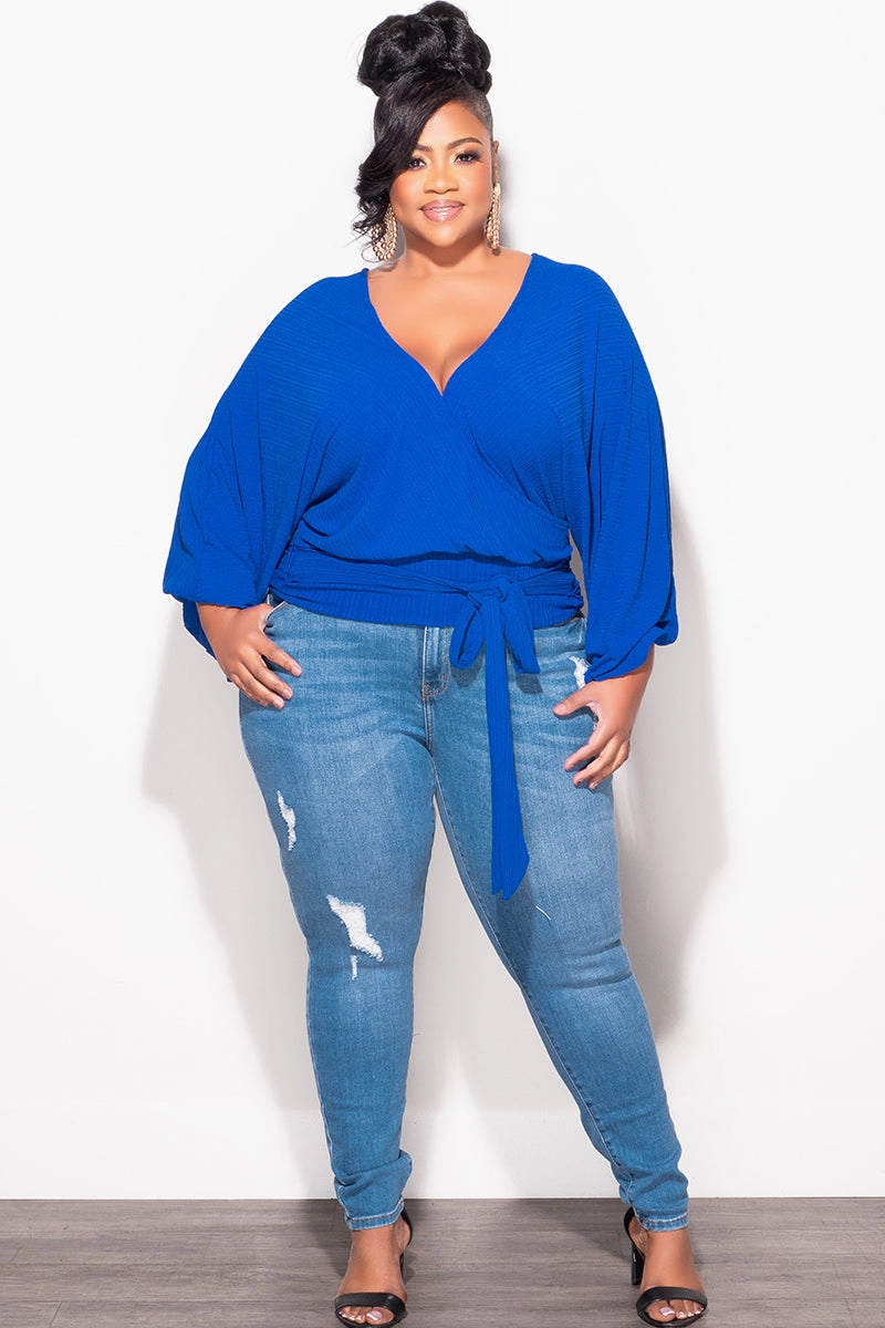 Final Sale Plus Size Reversible Top in Royal Blue Basic Utility Comfort Layer