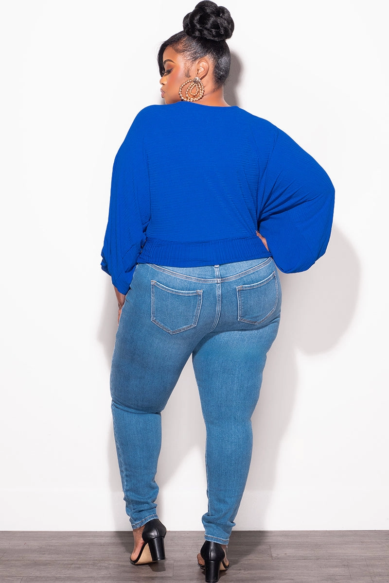 Quick-Dry Fabric Final Sale Plus Size Reversible Top in Royal Blue